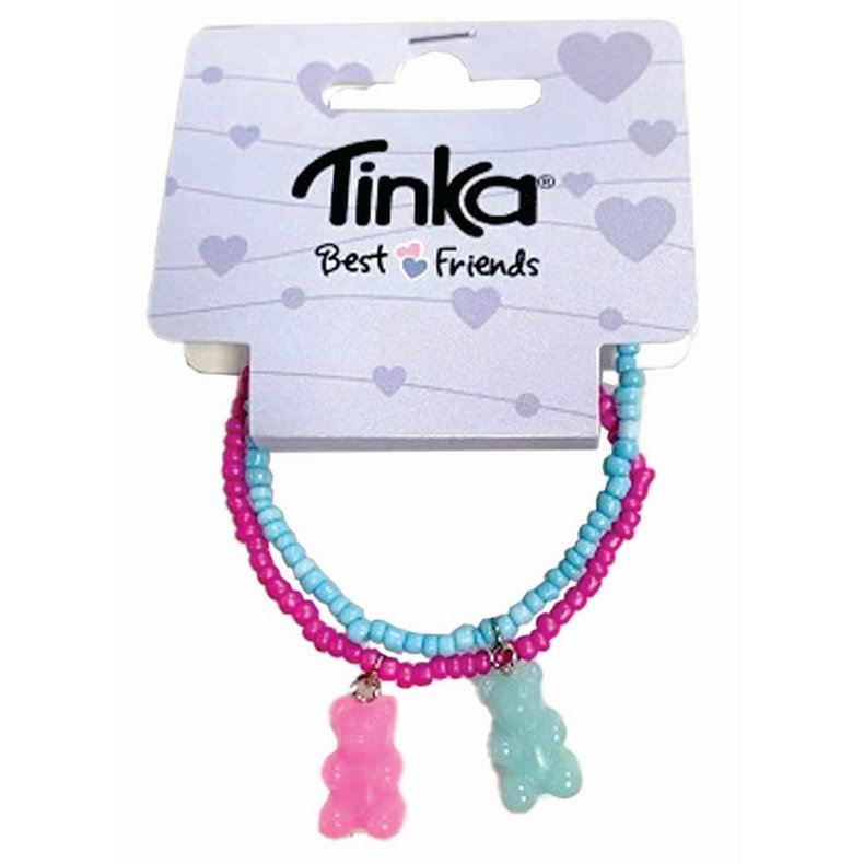 ARMBND 2STK BL/LILLA PERLER BAMSE